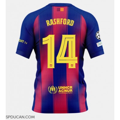 Muški Nogometni Dres Barcelona Marcus Rashford #14 Domaci 2025-26 Kratak Rukav Muški Nogometni Dres Barcelona Marcus Rashford #14 Domaci 2025-26 Kratak Rukav